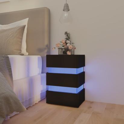 Dulap noptieră, cu LED, negru, 45x35x67 cm, lemn prelucrat GartenMobel Dekor