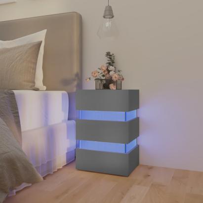Dulap noptieră, cu LED, gri, 45x35x67 cm, lemn prelucrat GartenMobel Dekor