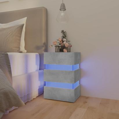 Dulap noptieră, cu LED, gri beton, 45x35x67 cm, lemn prelucrat GartenMobel Dekor