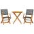 Set mobilier bistro, 3 piese, negru, poliratan și lemn masiv GartenMobel Dekor