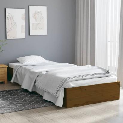 Cadru de pat mic single, maro miere, 75x190 cm, lemn masiv GartenMobel Dekor