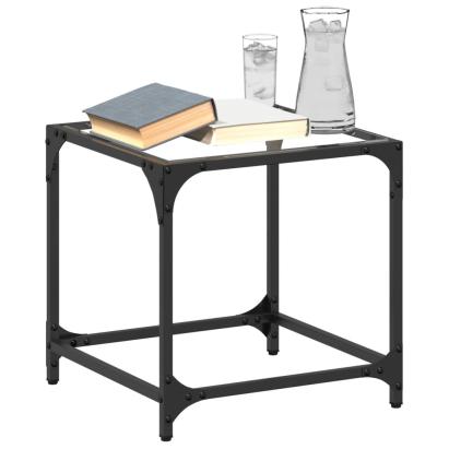 Mese cafea blat din sticlă transparentă 2 buc. 40x40x40 cm oțel GartenMobel Dekor