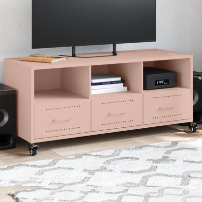 Dulap TV, roz, 100,5x39x43,5 cm, oțel laminat la rece GartenMobel Dekor