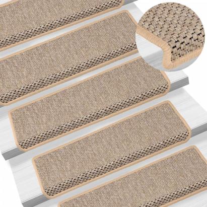 Covorașe scări autoadezive 15 buc. bej deschis 65x21x4 cm sisal GartenMobel Dekor