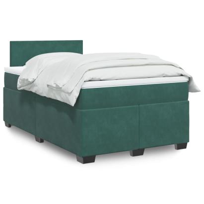 Pat box spring cu saltea, verde închis, 120x190 cm, catifea GartenMobel Dekor