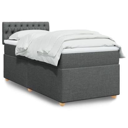 Pat box spring cu saltea, gri închis, 80x200 cm, textil GartenMobel Dekor