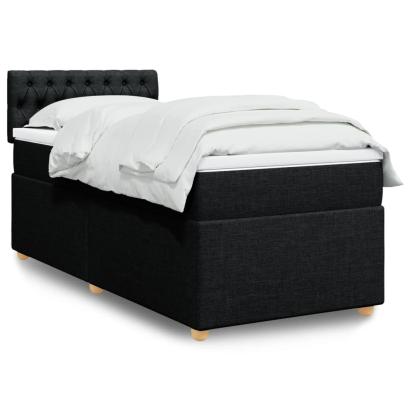 Pat box spring cu saltea, negru, 80x200 cm, textil GartenMobel Dekor