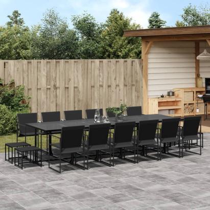 Set mobilier de grădină, 17 piese, negru, textilenă GartenMobel Dekor