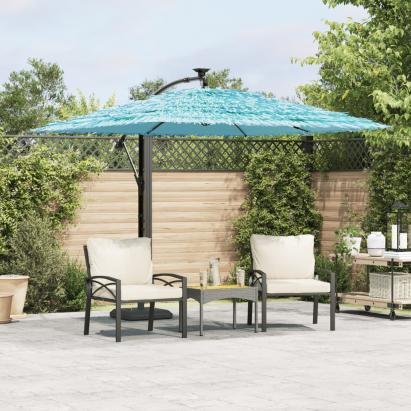 Umbrelă soare de grădină stâlp din oțel, albastru 246x246x230cm GartenMobel Dekor