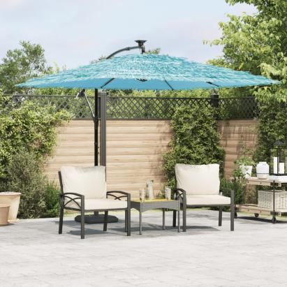 Umbrelă soare de grădină stâlp din oțel, albastru 269x269x235cm GartenMobel Dekor