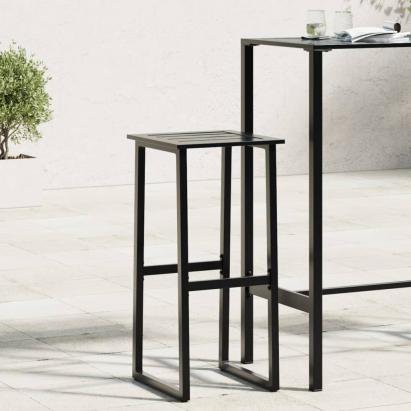Scaune bar, 2 buc. negru 38x38x80 cm oțel vopsit electrostatic GartenMobel Dekor