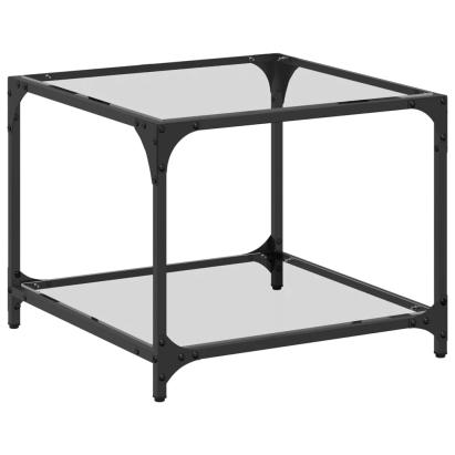 Măsuță de cafea, blat din sticlă transparentă, 50x50x40 cm oțel GartenMobel Dekor