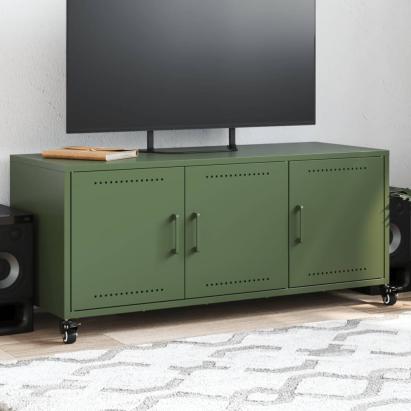 Dulap TV, verde măsliniu, 100,5x39x43,5cm, oțel laminat la rece GartenMobel Dekor