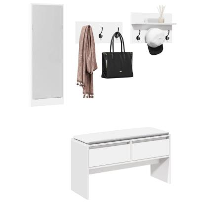 Set de mobilier pentru hol, 4 piese, alb, lemn prelucrat GartenMobel Dekor