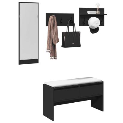 Set de mobilier pentru hol, 4 piese, negru, lemn prelucrat GartenMobel Dekor