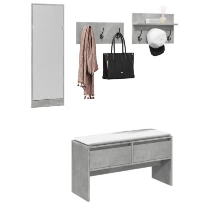 Set de mobilier pentru hol, 4 piese, gri beton, lemn prelucrat GartenMobel Dekor