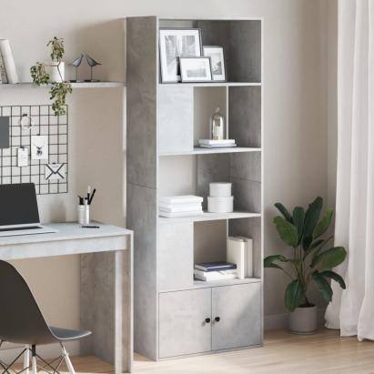 Bibliotecă, gri beton, 70x36x189 cm, lemn compozit GartenMobel Dekor