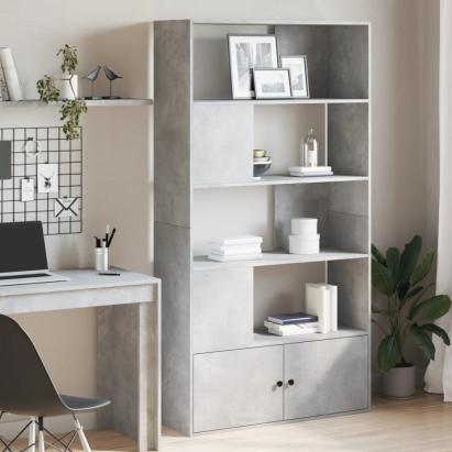Bibliotecă, gri beton, 100x36x189 cm, lemn prelucrat GartenMobel Dekor