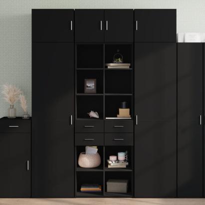 Dulap înalt, negru, 70x42,5x185 cm, lemn prelucrat GartenMobel Dekor