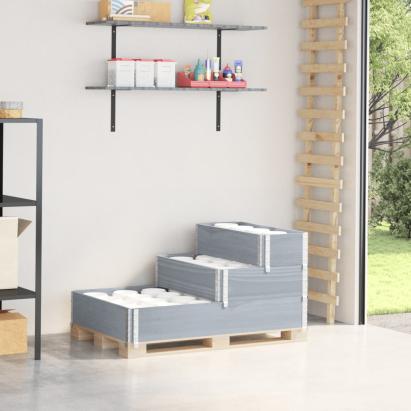 Strat înălțat cu 3 niveluri, gri, 120x80 cm, lemn masiv pin GartenMobel Dekor