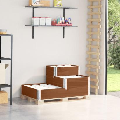 Strat înălțat cu 3 niveluri, maro, 120x80 cm, lemn masiv pin GartenMobel Dekor