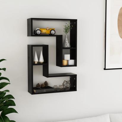 Rafturi de perete, 2 bucăți, negru, 50x15x50 cm, PAL GartenMobel Dekor