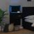 Noptieră montată pe perete cu lumini LED, negru GartenMobel Dekor