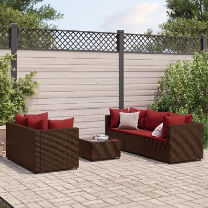 Set mobilier de grădină cu perne, 6 piese, maro, poliratan GartenMobel Dekor
