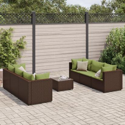 Set mobilier de grădină cu perne, 7 piese, maro, poliratan GartenMobel Dekor