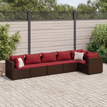 Set mobilier de grădină cu perne, 6 piese, maro, poliratan GartenMobel Dekor