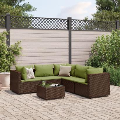 Set mobilier de grădină cu perne, 6 piese, maro, poliratan GartenMobel Dekor