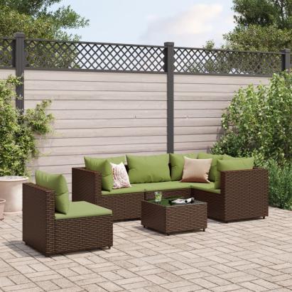 Set mobilier de grădină cu perne, 6 piese, maro, poliratan GartenMobel Dekor