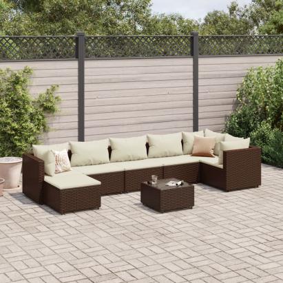 Set mobilier de grădină cu perne, 8 piese, maro, poliratan GartenMobel Dekor