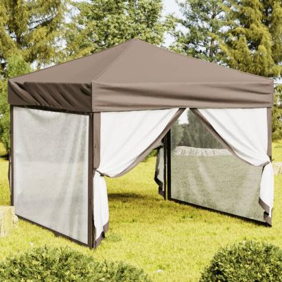 Cort pliabil pentru petrecere, pereți laterali, taupe, 3x3 m GartenMobel Dekor