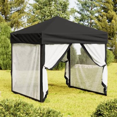 Cort pliabil pentru petrecere, pereți laterali, negru, 2x2 m GartenMobel Dekor