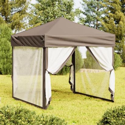 Cort pliabil pentru petrecere, pereți laterali, taupe, 2x2 m GartenMobel Dekor