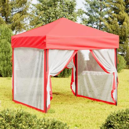 Cort pliabil pentru petrecere, pereți laterali, roșu, 2x2 m GartenMobel Dekor