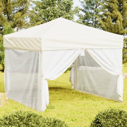 Cort pliabil pentru petrecere, pereți laterali, crem, 3x3 m GartenMobel Dekor