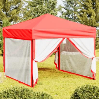 Cort pliabil pentru petrecere, pereți laterali, roșu, 3x3 m GartenMobel Dekor