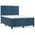Pat box spring cu saltea, albastru închis, 140x200 cm, catifea GartenMobel Dekor
