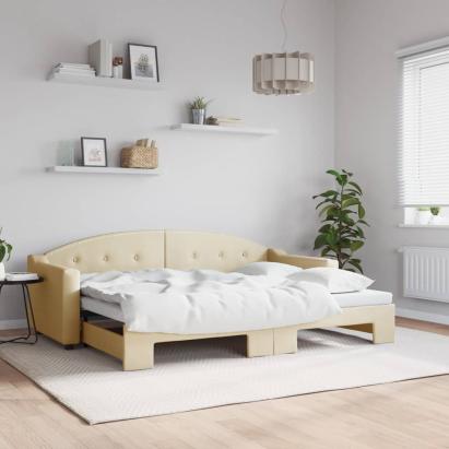 Pat de zi cu extensie, crem, 80x200 cm, textil GartenMobel Dekor