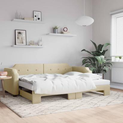 Pat de zi cu extensie, crem, 80x200 cm, textil GartenMobel Dekor