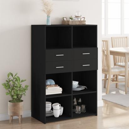 Dulap înalt, negru, 80x42,5x124 cm, lemn prelucrat GartenMobel Dekor