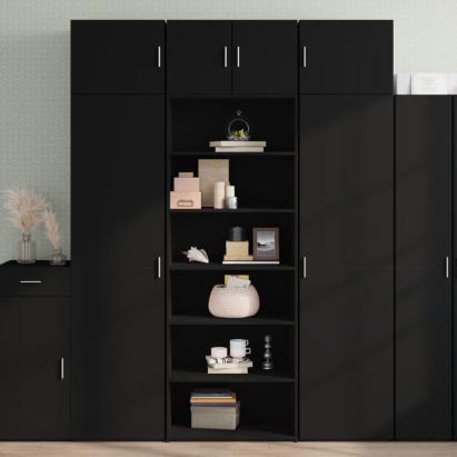 Dulap înalt, negru, 70x41x185 cm, lemn prelucrat GartenMobel Dekor