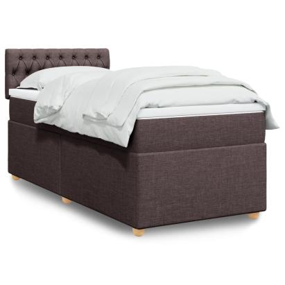 Pat box spring cu saltea, maro închis, 100x200 cm, textil GartenMobel Dekor