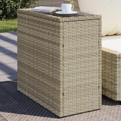 Masă laterală grădină, blat sticlă, gri 58x27,5x55 cm poliratan GartenMobel Dekor