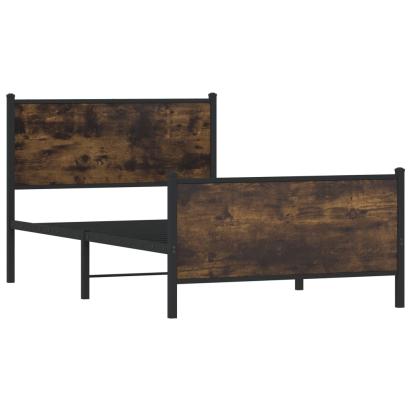 Cadru pat metalic tăblie cap/picioare, stejar fumuriu 100x190cm GartenMobel Dekor