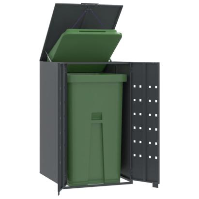 Depozitare coș gunoi cu roți 1 coș antracit 69x79x117 cm oțel GartenMobel Dekor
