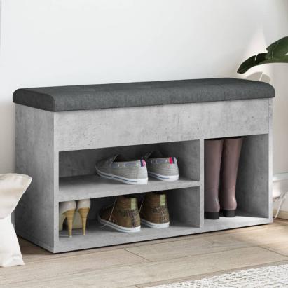 Bancă de pantofi, gri beton, 82x32x45,5 cm, lemn prelucrat GartenMobel Dekor