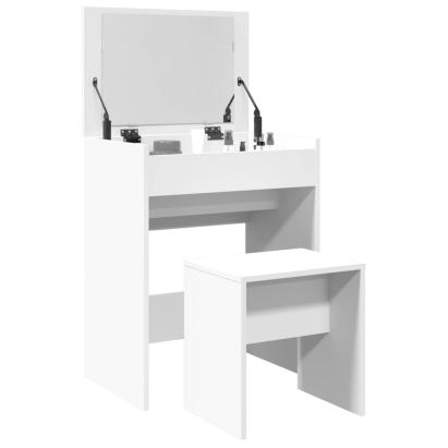 Masă de toaletă și taburet, alb, 60x40x113,5 cm GartenMobel Dekor